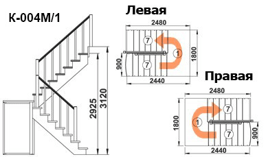 Лестницы К-004М/1 из сосны