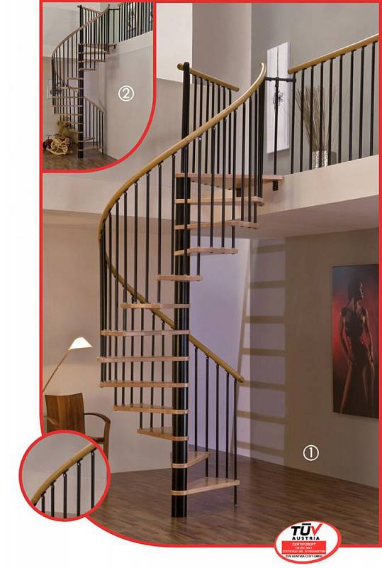Винтовая лестница Spiral Wood Black 140 (Дуб)